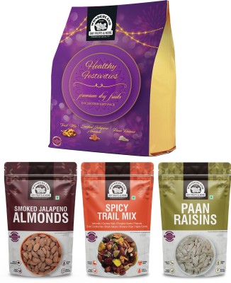 WONDERLAND FOODS Dry Fruits Gift Box Trail Mix 50g Jalapeno Almonds 50g Paan Raisin 100g Assorted Nuts(3 x 66.67 g)