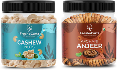 FreshoCartz Dry Fruit Combo | Cashew Nuts & Dried Figs Combo | Kaju & Anjeer Combo Cashews, Figs(2 x 250 g)