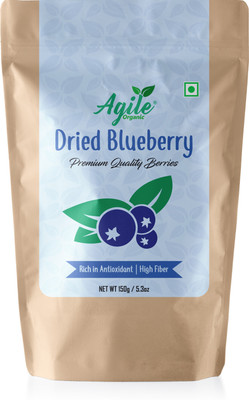 Agile Organic Whole Dried Blueberries 150g | Immunity Building | Naturally Dehydrated | Antioxidant & Vitamin Rich Blueberry(1 x 150 g)
