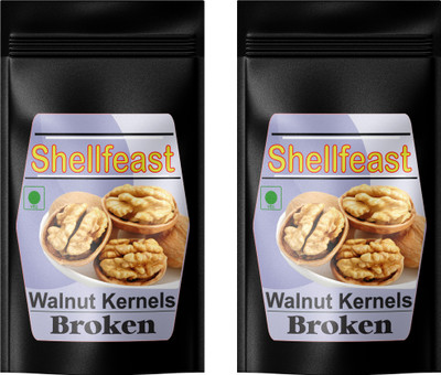 Shellfeast Walnuts Kernels Broken Vacuum Packed| Akhrot Giri Tukda| New Crop Walnuts Walnuts(1 x 500 g)
