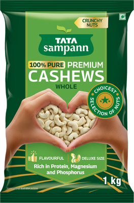 Tata Sampann Premium Quality Kaju, 100% Pure Cashews(1 x 1 kg)
