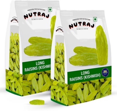 Nutraj Long Raisins 1 kg, Seedless Green Kismish, Raisins(2 x 0.5 kg)