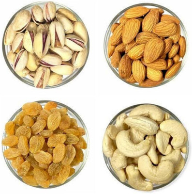 nimula Dry Fruits Combo offer pack of Badam Kaju kishmish Pista (400g) Almonds, Cashews, Raisins, Pistachios(4 x 100 g)