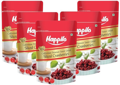 Happilo Premium Californian Dried and Sweet Sliced Cranberries Cranberries(5 x 200 g)
