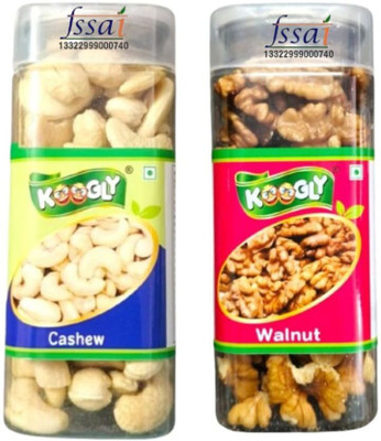 Koogly Premium Raw White Kaju and Akhrot For Free time snacking and Dieting Cashews, Walnuts(2 x 135 g)