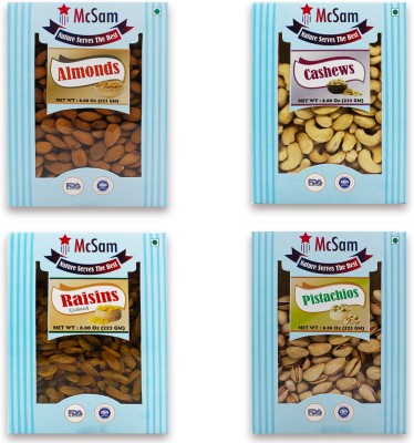 McSam Dry fruits combo ( Almonds, Cashews, Raisins, Pistachios) Almonds, Cashews, Raisins, Pistachios(4 x 225 g)
