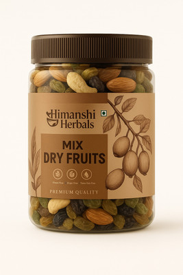 HIMANSHI HERBALS All Natural Mixed Dry Fruits | No Added Preservatives | Pure Healthy Crunch Almonds, Cashews, Pistachios, Walnuts, Raisins(1 x 500 g)