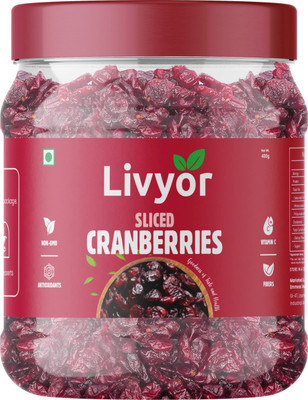 LIVYOR Premium Sliced Cranberries | Natural Dried Cranberries(1 x 400 g)