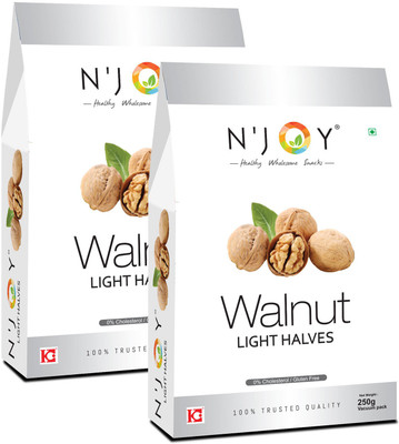 N'Joy Natural Kashmiri Light Halves Walnuts Kernels (Without Shell) Walnuts(2 x 250 g)