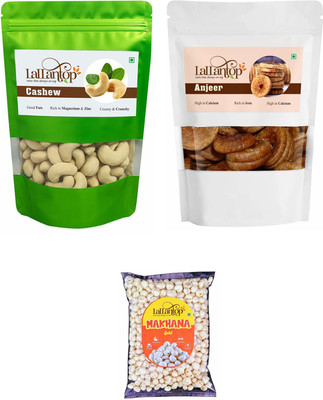 LALLANTOP Cashew 500g | Anjeer 500g | Makhana gold 100g Healthy Dry Fruits Combo Pack Cashews, Figs, Fox Nut(3 x 366.67 g)