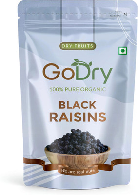 GoDry Premium Jumbo Seedless Black Raisins 1 kg, Kali Kishmish Raisins(4 x 0.25 kg)
