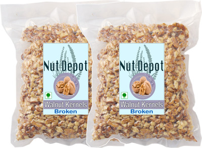 Nut Depot Walnuts Broken Kernels, Walnut Kernels Without Shell, Akhrot Tukda Giri, Walnuts(2 x 0.5 kg)