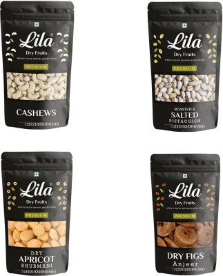 lila dry fruits Cashew(200gm), Pistachios(200gm), Figs(200gm) & Apricots(200 gm) Combo Cashews, Pistachios, Figs, Apricots(4 x 200 g)