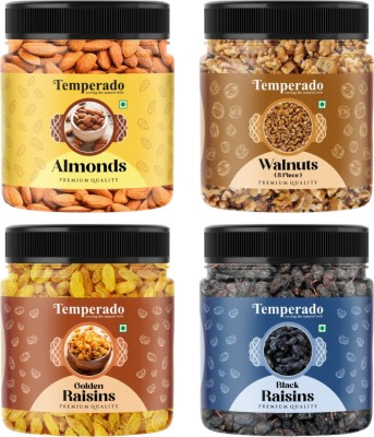 Temperado Almond, Walnuts, Green Raisins & Black Raisins 100 gm each Combo Almonds, Walnuts, Raisins(4 x 100 g)