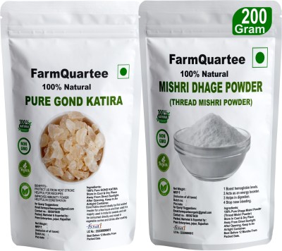 FarmQuartee Gond Katira Gond Kathila Seed, Mishri Powder Dhaga Misri Rock Candy Sugar Powder Dried Gum(2 x 100 g)