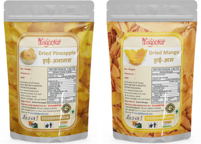 YUGANTAR Combo of Dried Pineapple & Mango Slices 400g Each (Pack of 2) Pineapple(2 x 400 g)
