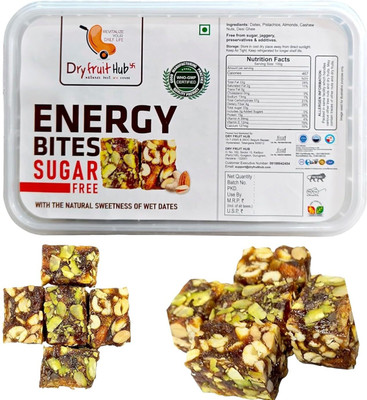 Dry Fruit Hub Energy Bites Sugar Free | Sweetness Of Dates | Dry Fruit Chikki | Dates Barfi| Dates(1 x 500 g)