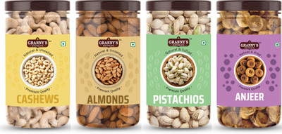 Grannys Dryfruits Cashew Almonds Pistachios Raisins Almonds, Cashews, Pistachios, Figs(4 x 200 g)