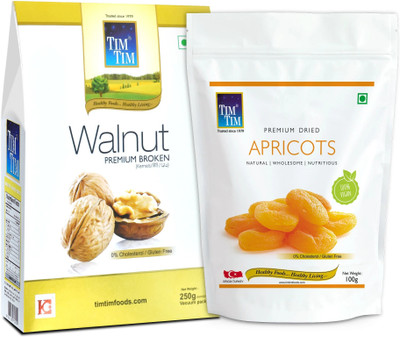 Tim Tim Premium Broken Walnut Kernels and Premium Dried Apricots, Walnuts(2 x 175 g)