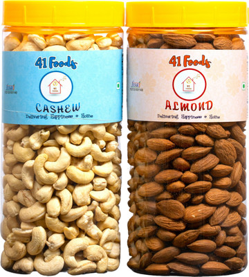 41 foods Dry fruits combo pack of Cashews Almonds | badam kaju (500x2) 1 KG Almonds, Cashews(2 x 500 g)