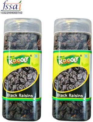 Koogly Premium Quality Black Kismish For Free time snacking & Dieting Black Raisins(2 x 200 g)