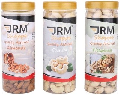 JRM SHOPPE Tasty & Crunchy Combo pack of 3, Almond Kernels, Salted Pistachio's, Cashews Cashews, Almonds, Pistachios(3 x 150 g)