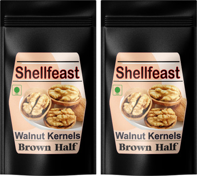 Shellfeast Walnuts Kernels Brown Half Halves Vacuum Packed| New Crop Walnuts Akhrot Walnuts(2 x 250 g)