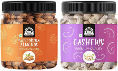 WONDERLAND Foods Premium Quality Dry Fruits Combo Pack in Grade Reusable Jars Almonds, Cashews(2 x 200 g)