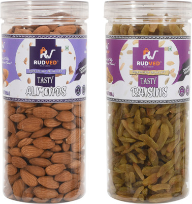 Rudved Dry Fruits Jar Combo Pack of 2 X 250 gm Almonds Raisins(2 x 250 g)
