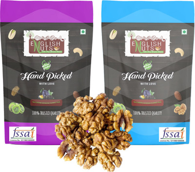 ENGLISH NUTS 1Kg Walnut Light Halves Kernels | Premium Akhrot Giri | With out Shell Walnuts(2 x 0.5 kg)
