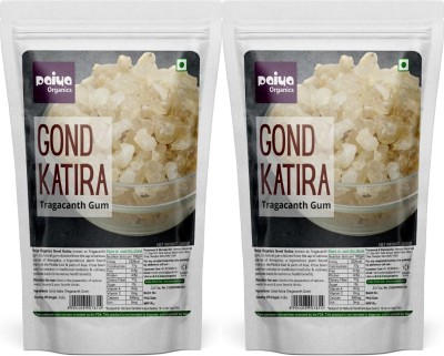 paiya organics Gond Katira Pure Organic Edible Gum Tragacanth Gum Almond Gum for Smoothies Dried Gum(2 x 200 g)