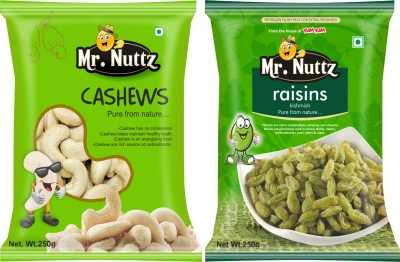 Mr.Nuttz Premium Dry Fruits Combo Pack (Cashew Nut Kaju & Raisins Kishmish) 500g - Cashews, Raisins(2 x 250 g)