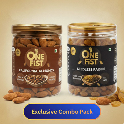ONE FIST Combo Pack of Almonds, Raisins(2 x 300 g)