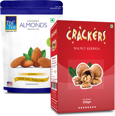 Tim Tim Combo of California Almonds & Cracker walnuts Almonds, Walnuts(2 x 250 g)