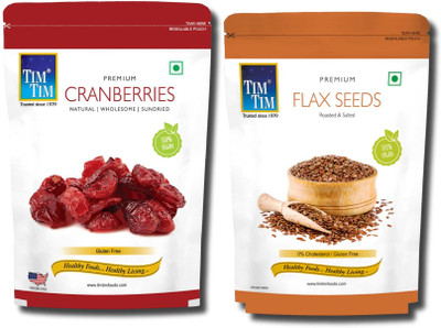 Tim Tim Premium Cranberries 250g and Flax seeds 200g, Cranberries(2 x 225 g)