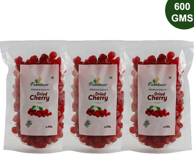 Farmbean Dried Cherries | Dehydrated Cherry| Dried Berries| Plant Based Protein Cherries(3 x 200 g)