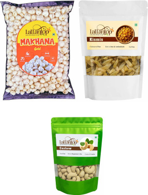 LALLANTOP Makhana gold 250g | Cashew 250g | Kismis 500g Healthy Dry Fruits Combo Pack Fox Nut, Cashews, Raisins(3 x 333.33 g)