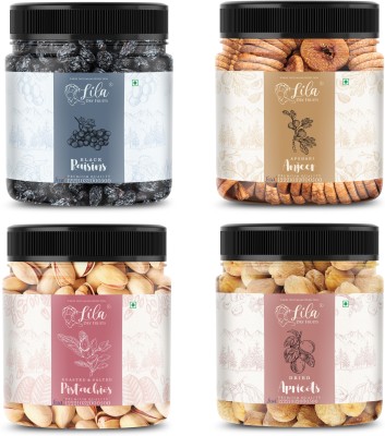 lila dry fruits Figs(100gm), Pistachios(100gm), Black Raisins(100gm) & Apricots(100 gm) Combo Figs, Pistachios, Raisins, Apricots(4 x 0.3 kg)