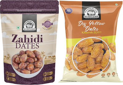 Wonderland Foods Premium Zahidi Dates 500g & Dry Yellow Dates 500g Dates Combo Dates(2 x 0.5 kg)