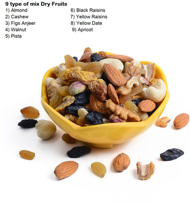 FreshTrain 9 Dry Fruit Mix (Almond/Cashew/Walnut/Pista/Figs/Date/Apricot/Kali Pili Kishmish Assorted Nuts(1 x 200 g)
