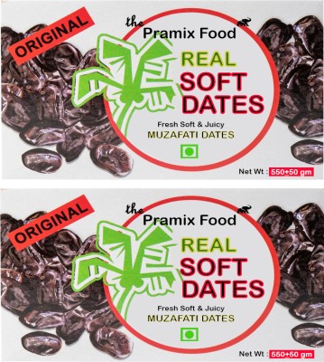 Pramix Soft Dates, Black Dates, Organic Soft Khajoor Fresh Juicy Dates - 1kg (2*0.5 kg) Dates(2 x 0.5 kg)