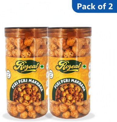 Rozeat Peri Peri Flavoured Roasted Makhana | High Protein Crunchy Snack Fox Nut(2 x 80 g)