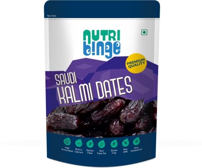 NUTRI BINGE Saudi Kalmi Dates, Natural Khajoor/Khajur, Soft and Chewy Dates(200 g)