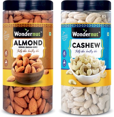 Wondernut Premium California Almond (250g) and Cashew Nut (250g) 500g Dry Fruits Combo Pack- Almonds, Cashews(2 x 250 g)