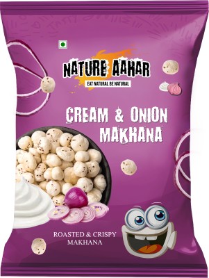 Nature Aahar Cream and Onion Makhana | Healthy & Tasty Snack | Gluten-Free & Vegan | Fox Nut(80 g)