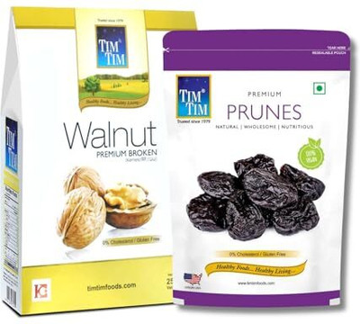 Tim Tim Premium Broken Walnut Kernels 250g and Premium Pitted Prunes 250g. Walnuts(2 x 250 g)