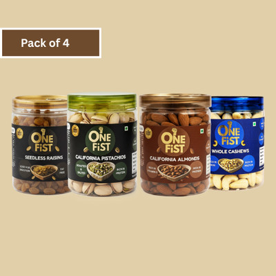 ONE FIST Dry Fruits Combo Pack Almonds, Cashews, Pistachios, Raisins(4 x 300 g)