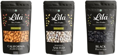 lila dry fruits Almond(100gm),Pistachios(100 gm) Black Raisin(100gm) Combo |Badam Pista Kishmish Almonds, Pistachios, Raisins(3 x 100 g)