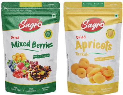 SAGRO Dried Turkish Apricots & Mixed Berries | 800g (400g x 2) Apricots(2 x 400 g)