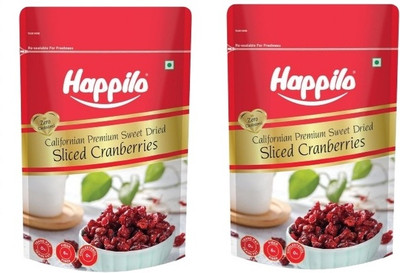 Happilo Premium Californian Dried and Sweet Sliced Cranberries Cranberries(2 x 200 g)
